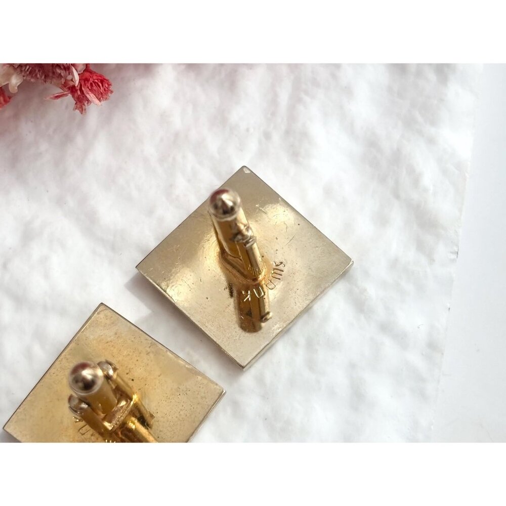 Swank Theater Mask Designed Comedy + Tragedy Gold Toned Square Vintage Enclosure - Picture 7 of 14